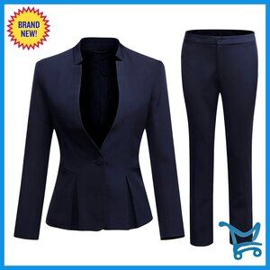 Women's Polyester Spandex Blazer Pantsuit Set for Office Work